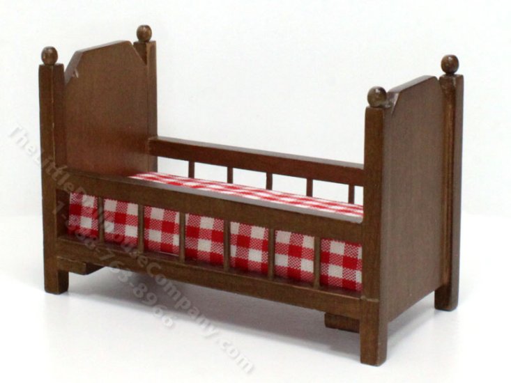 (image for) Miniature Walnut Single Bed for Dollhouses