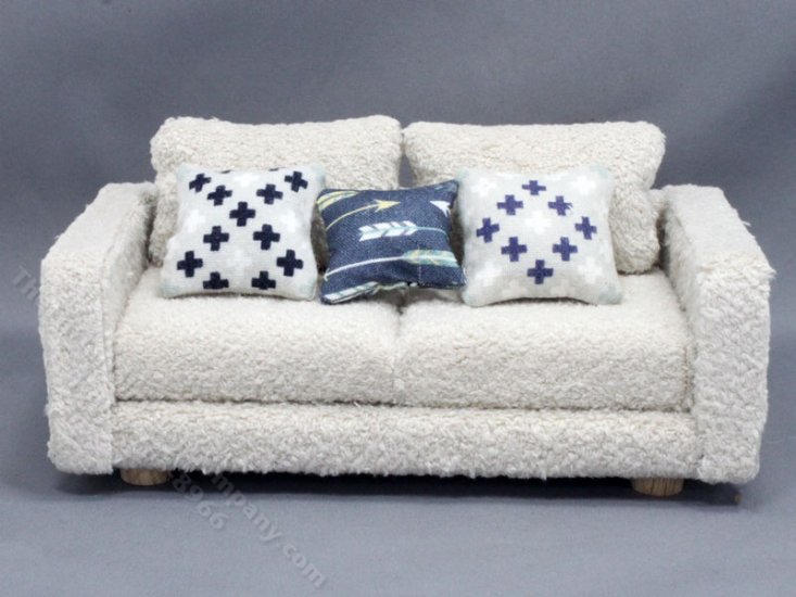 (image for) Miniature Beige Fleece Sofa for Dollhouses