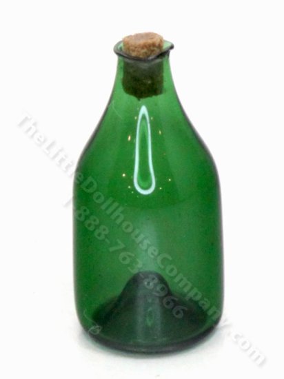 (image for) Miniature Corked Green Glass Bottle by Gerd Felka