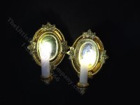 (image for) 1:48 Scale Miniature 3V Pair of Framed Mirror Sconces for Dollhouses