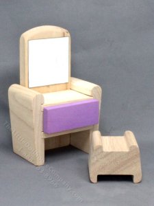 (image for) Miniature Wooden Vanity With Stool For Dollhouses