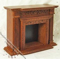 (image for) Miniature Walnut Fireplace for Dollhouses