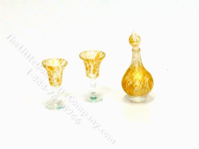 (image for) Miniature Gold Crackle Decanter Set