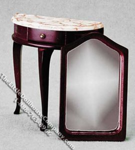 (image for) Miniature Mahogany Demi Table w/Mirror for Dollhouses