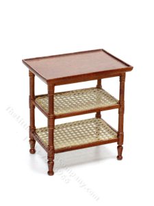 (image for) Miniature Caned Walnut Side Table for Dollhouses