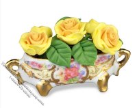 (image for) Dollhouse Scale Model Yellow Rose Flower Arrangement
