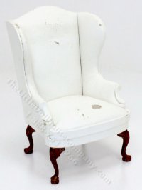 (image for) As-Is Miniature White Leather Wingback Chair
