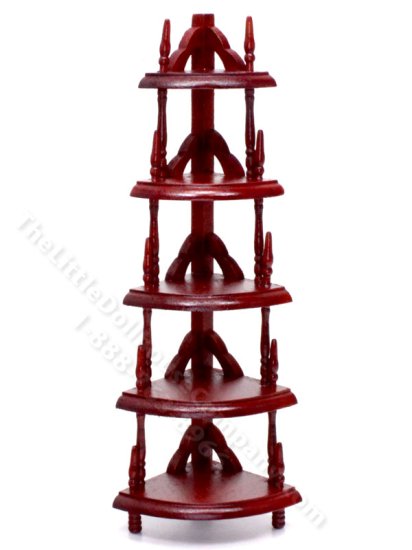 (image for) Miniature Mahogany Corner Shelf for Dollhouses