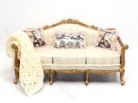 Miniature Louis XV White and Gold Couch by Judith Blondell (image for) Miniature Louis XV White and Gold Couch by Judith Blondell