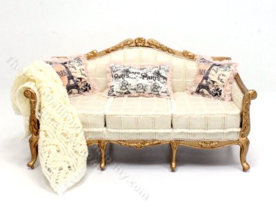 (image for) Miniature Louis XV White and Gold Couch by Judith Blondell
