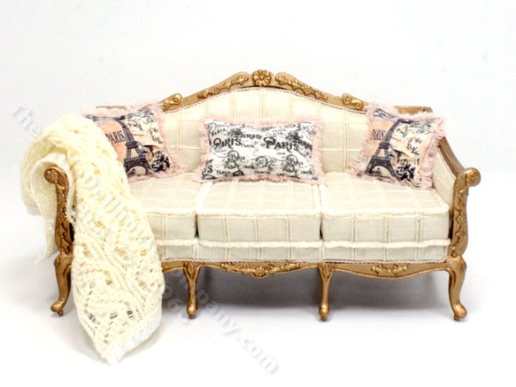 (image for) Miniature Louis XV White and Gold Couch by Judith Blondell