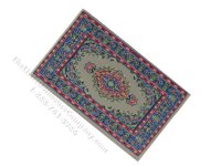 (image for) As Is Miniature 6"x4" Turkish Carpet for Dollhouses - Mint/Blue/Red