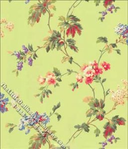 (image for) Dollhouse Scale Model Wallpaper Green Bella Floral Pattern