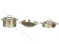 (image for) Miniature Three Pots with Lids For Dollhouses