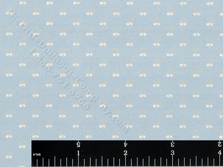 (image for) Dot Flowers on Blue Miniature Wallpaper for Dollhouses