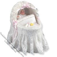 (image for) Miniature Bassinet w/Baby & Accessories for Dollouses