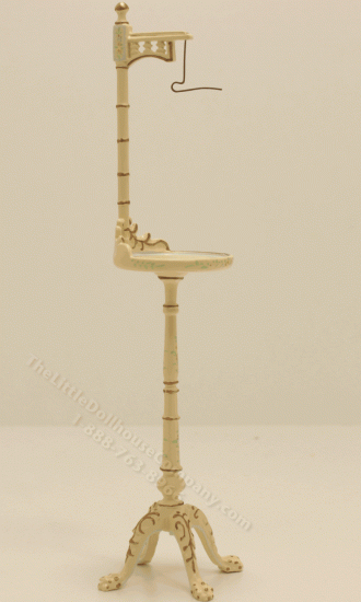 (image for) Miniature Cream Pedestal Birdcage Stand with Floral Accents