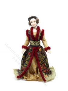 (image for) Miniature Handcrafted Vintage Medieval Woman with Red Fur Trim