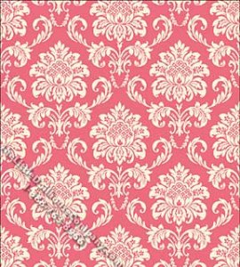 (image for) Dollhouse Scale Model Wallpaper Pink Cottage Damask Pattern