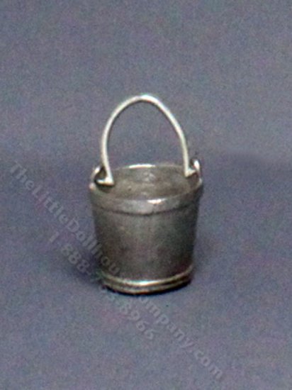 (image for) Miniature Rustic Silver Coloured Pail for Dollhouses