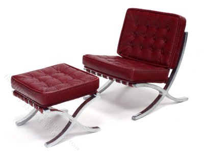 (image for) Miniature Leather Barcelona Chair and Ottoman by Judith Blondell