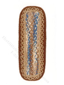 (image for) Miniature Oval Brown and Blue Braid Runner Rug for Dollhouses