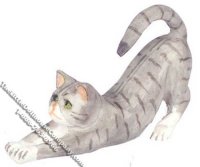(image for) Dollhouse Scale Model Gray Cat Stretching Out