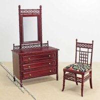 (image for) Miniature 5pc Mahogany Bedroom Set for Dollhouses