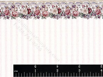 (image for) Dollhouse Scale Model Wallpaper - Stripe w/ Border