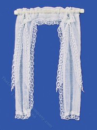 (image for) Miniature Victorian Demi Curtains for Dollhouses - White