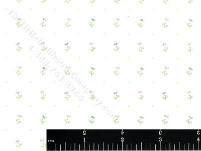 (image for) Blue and Pink Flowers Miniature Wallpaper for Dollhouses