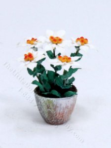 (image for) Miniature Pot of White Poinsettias for Dollhouses