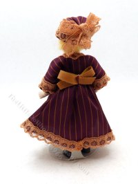 (image for) Miniature Vintage Victorian Girl in Pinstripe Dress