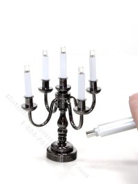 (image for) Miniature Battery Operated Black Candelabra with Wand
