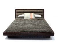 (image for) Miniature Wenge Wood Platform Bed with Bedding by PRD Miniatures