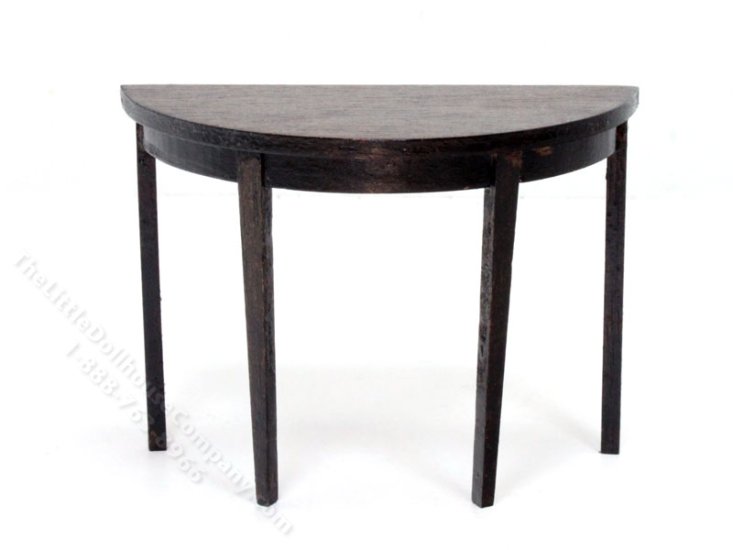 (image for) Miniature Small Walnut Demi Lune Side Table For Dollhouses