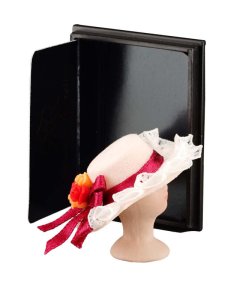 (image for) Dollhouse Miniature Ladies Pink Hat on Bust
