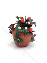 (image for) Miniature Terracotta Strawberry Jar for Dollhouses