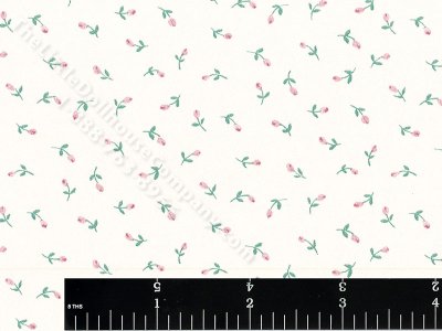 (image for) Rosebuds on White Miniature Wallpaper for Dollhouses