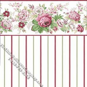 (image for) Dollhouse Scale Model Wallpaper Red Roses in Bloom Pattern