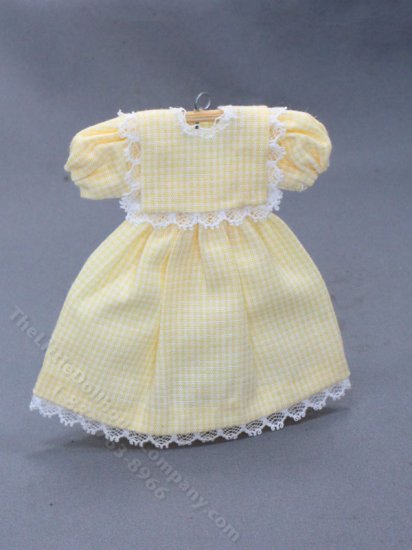 (image for) Miniature Yellow Gingham Dress for Dollhouses