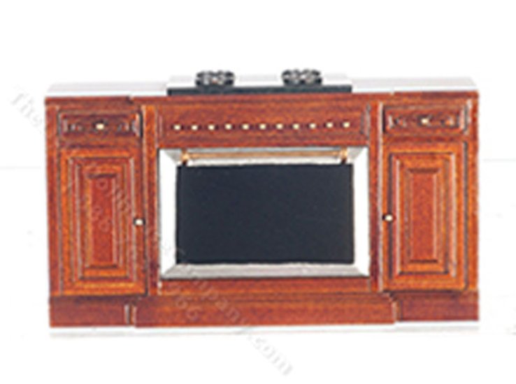 (image for) Dollhouse Walnut Kitchen Stove for Dollhouses