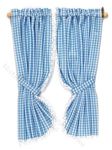 (image for) Miniature Blue Gingham Drapes for Dollhouses