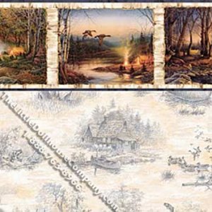 (image for) Hunting Scene Toile Pattern Miniature Dollhouse Wallpaper