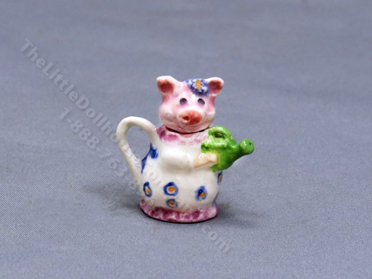 (image for) Dollhouse Scale Model Pig Themed Teapot by Janice Crawley
