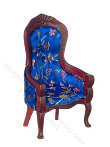 (image for) Miniature Gentleman's Chair for Dollhouses - Blue/Mahogany