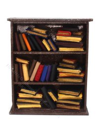 Miniature Filled Brown Bookcase (image for) Miniature Filled Brown Bookcase