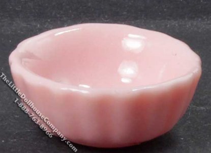 (image for) Miniature Pink Ridged Bowl for Dollhouses