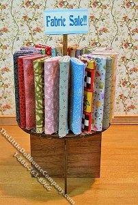 (image for) Miniature Walnut Round Fabric Display Kit for Dollhouses