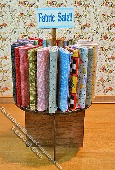 (image for) Miniature Walnut Round Fabric Display Kit for Dollhouses
